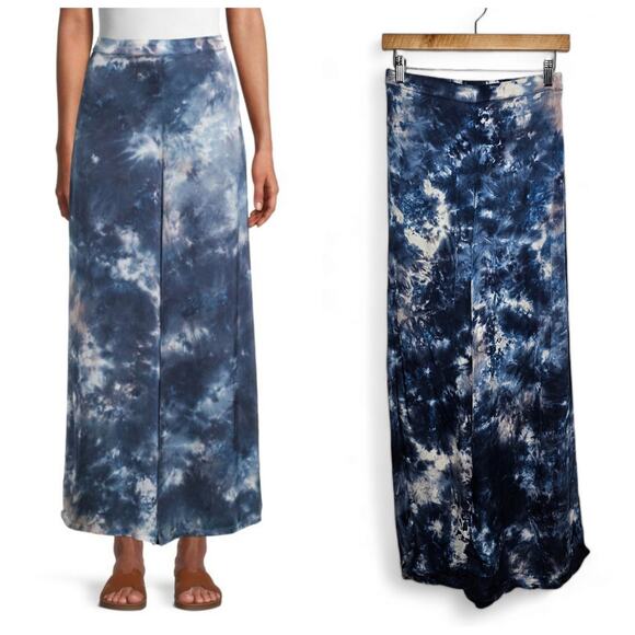 Young Fabulous & Broke Tie-Dyed Wide-Leg Pants Size XS High Waist Blue YFB Rayon - Picture 1 of 9